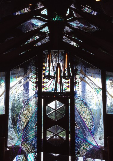 Image of the once-beautiful home designed by famed Oklahoma architect Bruce Goff. Shin'enKan was destroyed by fire in 1996.