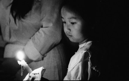 Scene from a protest by Chinese students at Oklahoma State in 1988